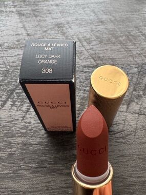 Gucci Rouge À Lèvres Mat Lipstick 308 Lucy Dark Orange - Matte Brownish Orange